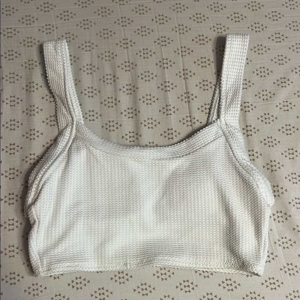 Aerie White Textured Crop Top